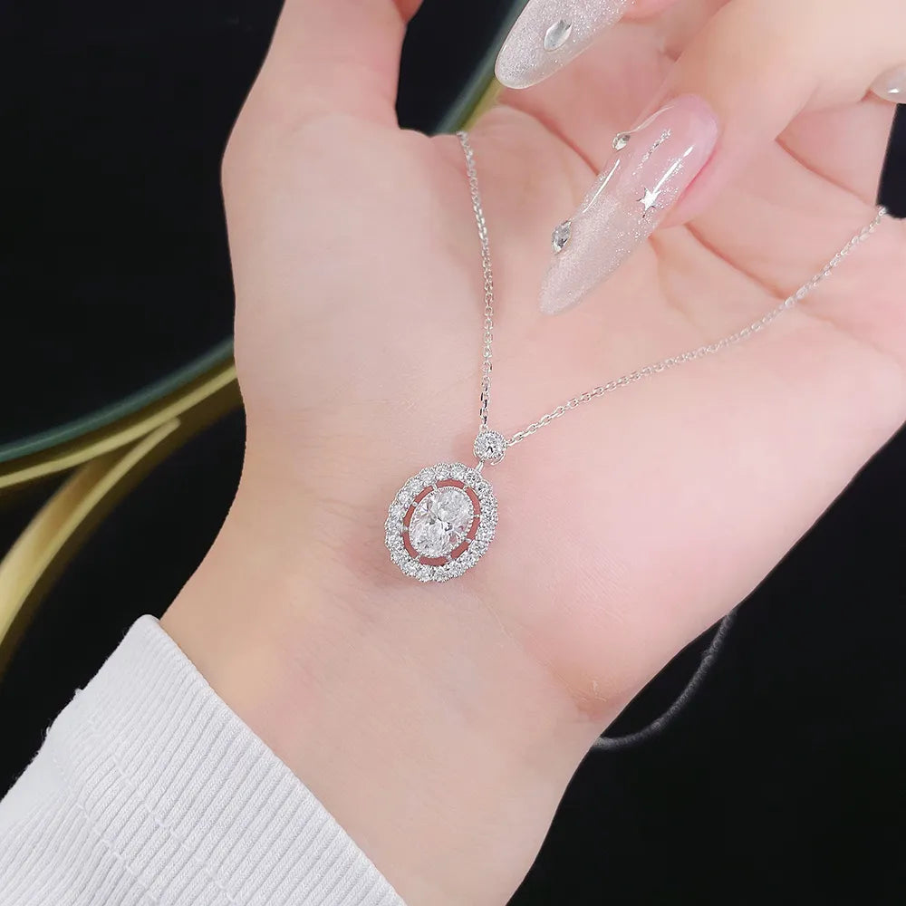 1.02 ct Statement Adjustable Oval-Cut Lab-Grown Diamond Necklace in PT950 Platinum