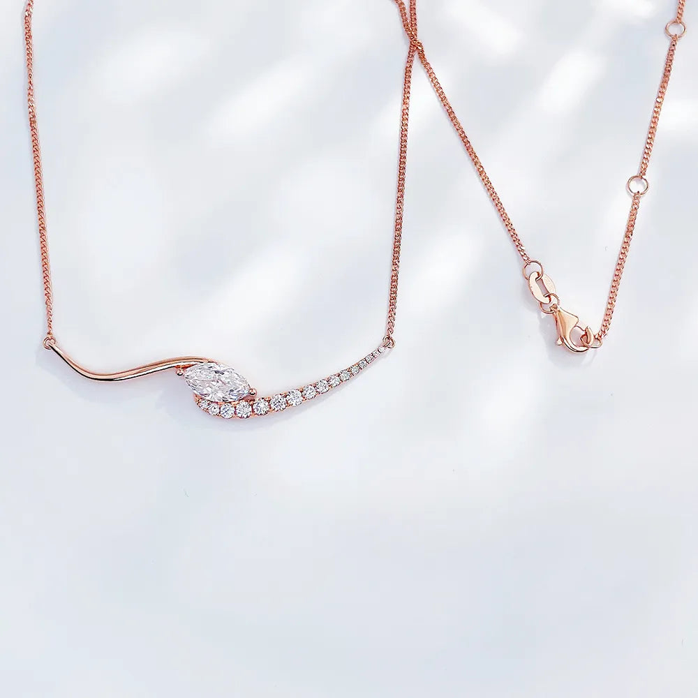 1.07 ct Floral Marquise-Cut Lab-Grown Diamond Necklace in 18K Rose Gold