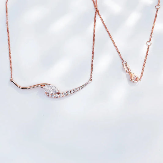 1.07 ct Floral Marquise-Cut Lab-Grown Diamond Necklace in 18K Rose Gold