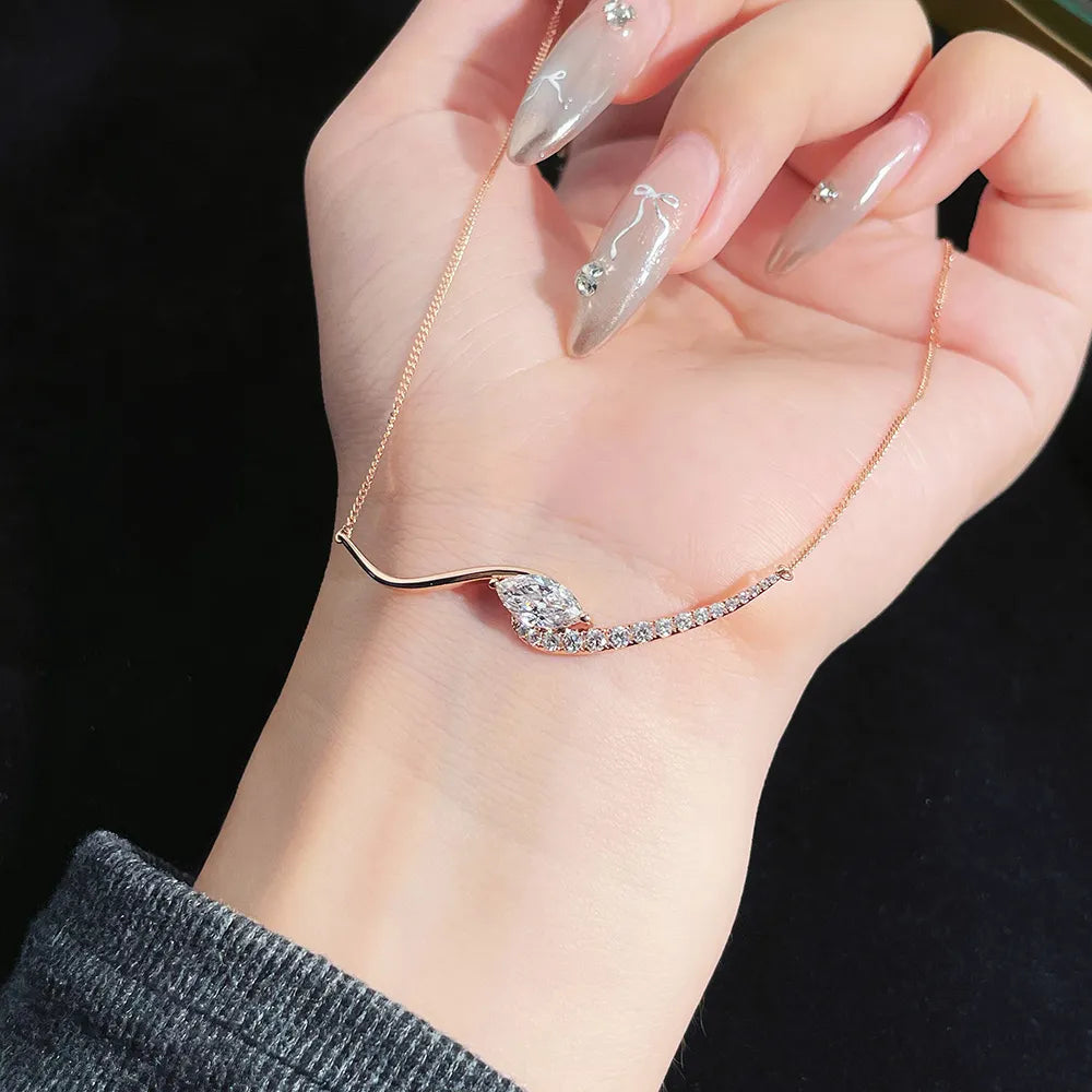 1.07 ct Floral Marquise-Cut Lab-Grown Diamond Necklace in 18K Rose Gold