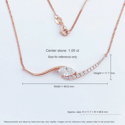 1.07 ct Floral Marquise-Cut Lab-Grown Diamond Necklace in 18K Rose Gold