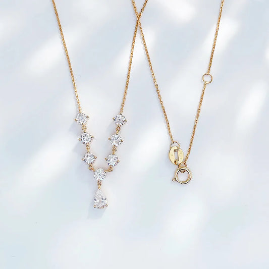 0.21 ct Celestial Pear-Cut Lab-Grown Diamond Necklace in 18K Yellow Gold – APYN0034-Y