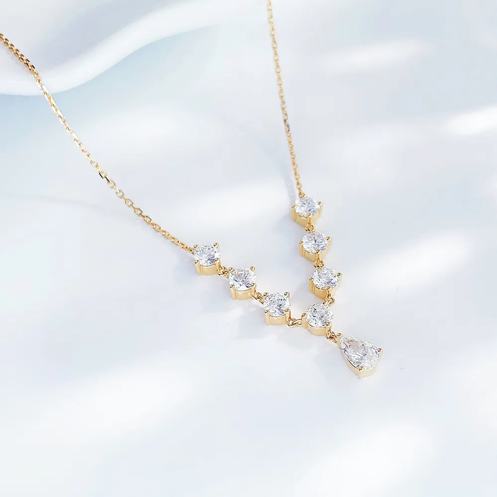 0.21 ct Celestial Pear-Cut Lab-Grown Diamond Necklace in 18K Yellow Gold – APYN0034-Y