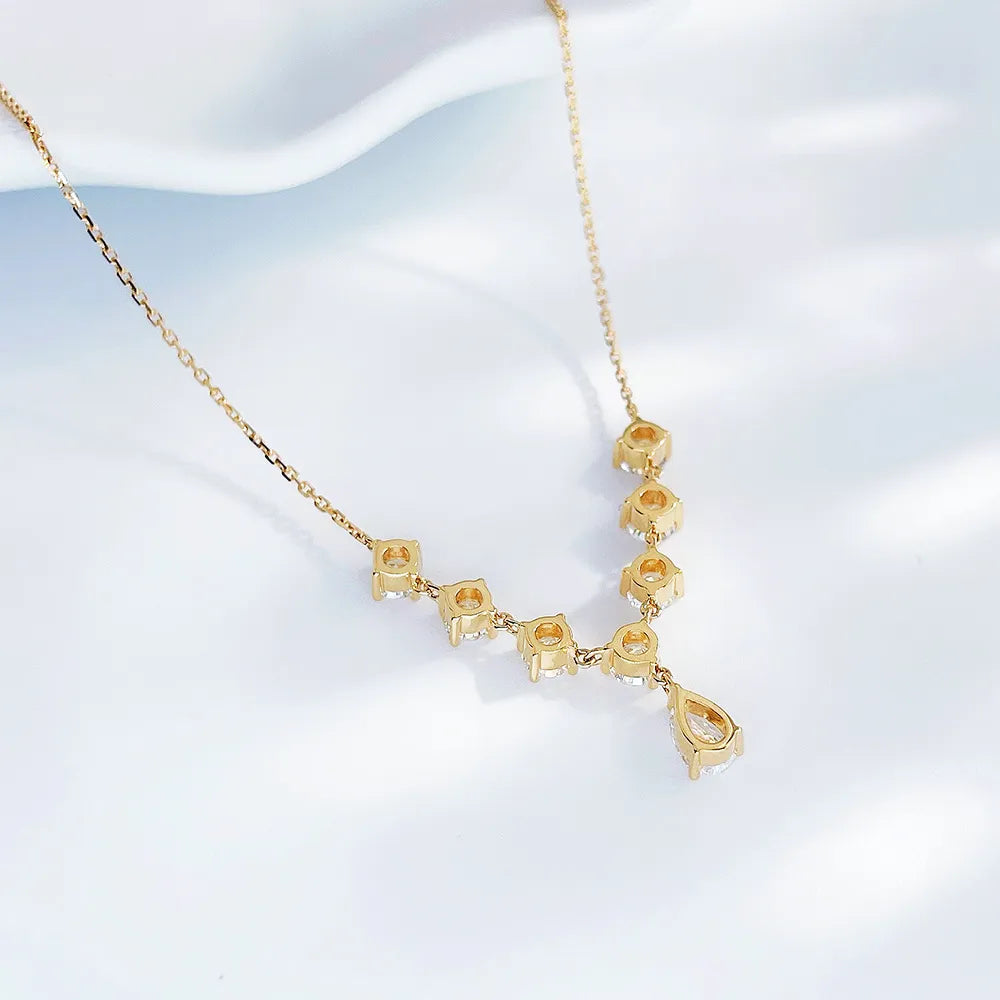 0.21 ct Celestial Pear-Cut Lab-Grown Diamond Necklace in 18K Yellow Gold – APYN0034-Y