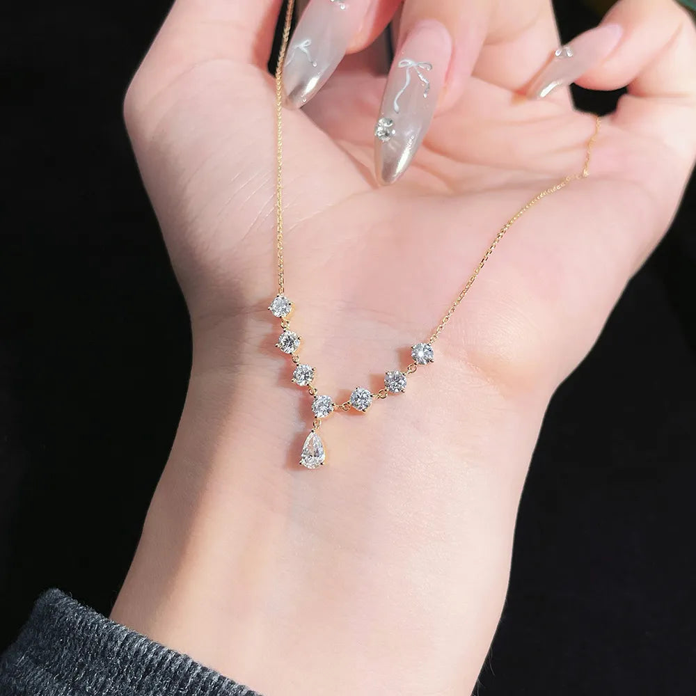 0.21 ct Celestial Pear-Cut Lab-Grown Diamond Necklace in 18K Yellow Gold – APYN0034-Y