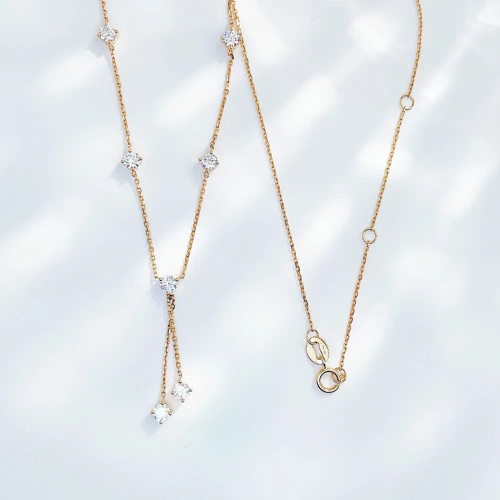 1 ctw Celestial Adjustable Mixed-Cut Lab-Grown Diamond Necklace in 18K Yellow Gold – APYN0035-Y