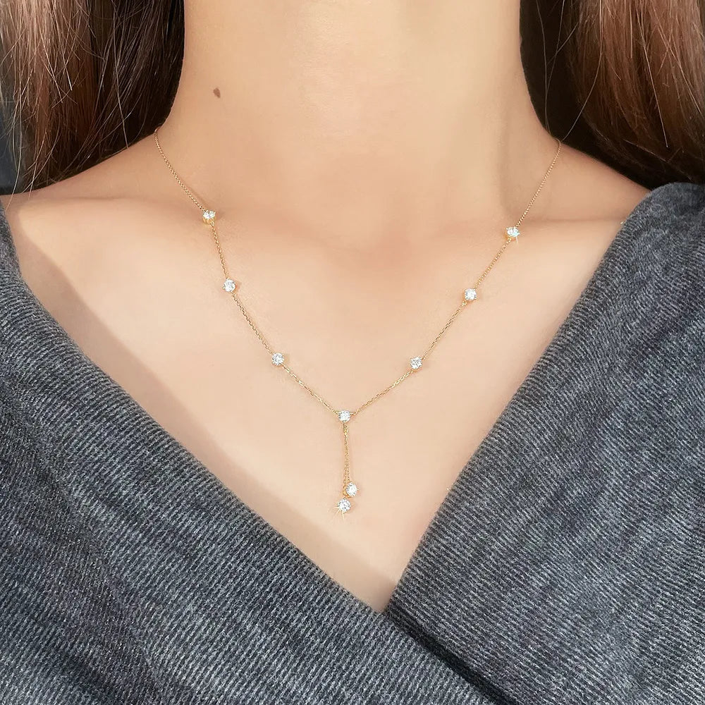 1 ctw Celestial Adjustable Mixed-Cut Lab-Grown Diamond Necklace in 18K Yellow Gold – APYN0035-Y
