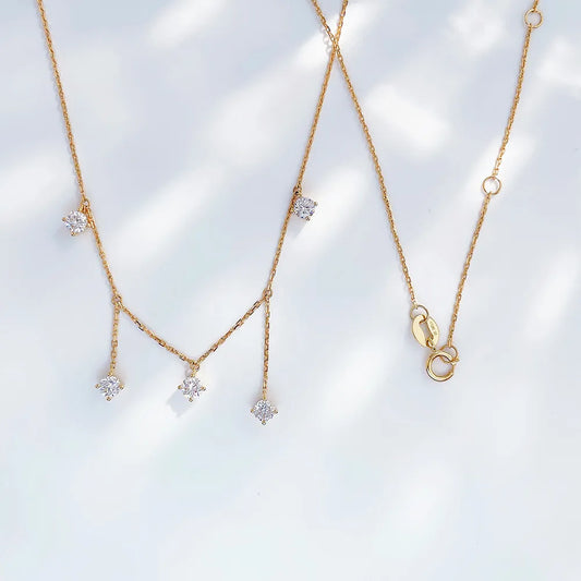 0.56 ctw Princess-Cut Lab-Grown Diamond Necklace in 18K Yellow Gold