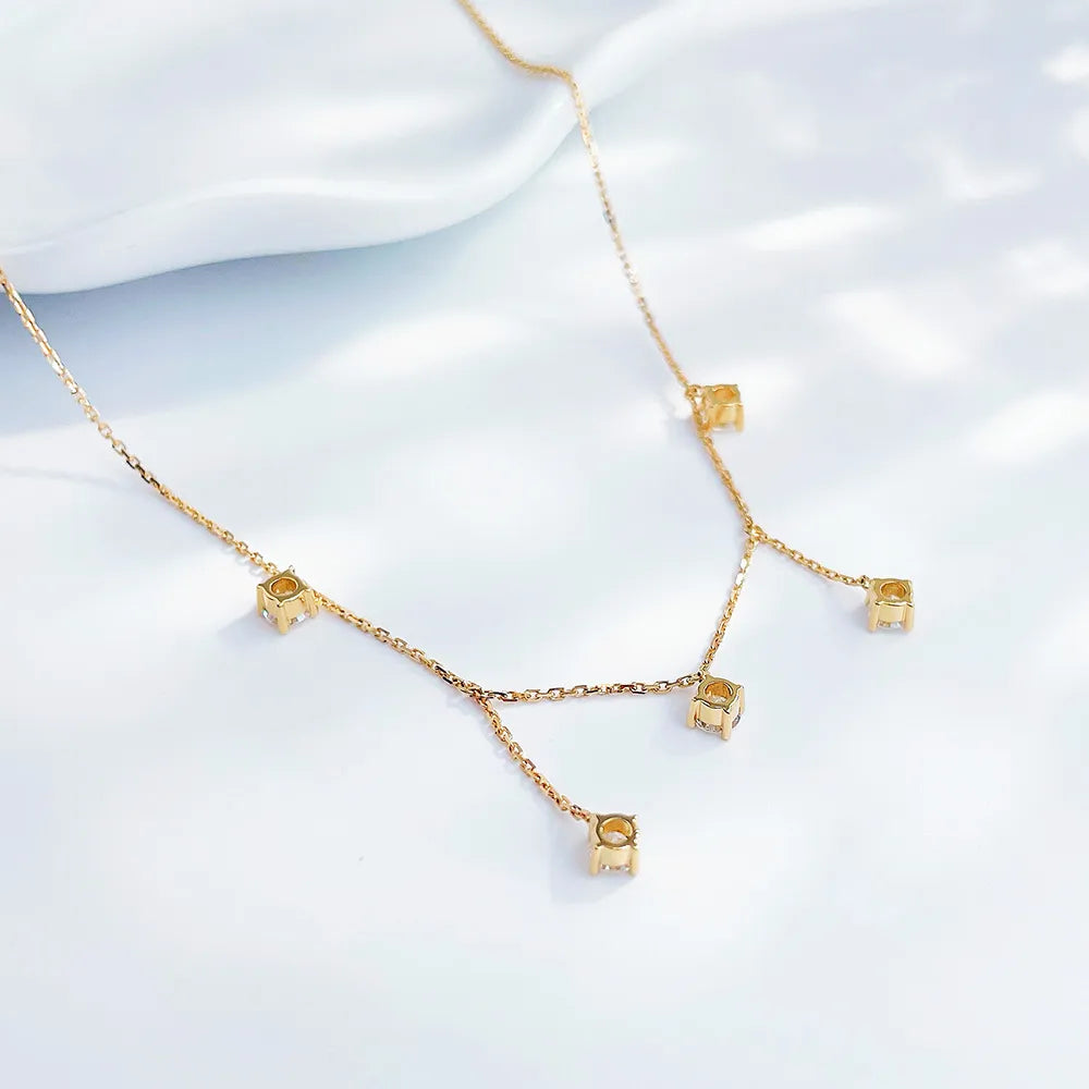 0.56 ctw Princess-Cut Lab-Grown Diamond Necklace in 18K Yellow Gold