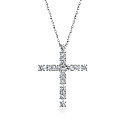 1.88 ctw Cross Round-Cut Lab-Grown Diamond Necklace in PT950 Platinum – APYN0038-PT