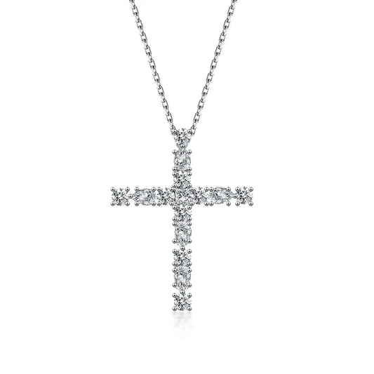 1.88 ctw Cross Round-Cut Lab-Grown Diamond Necklace in PT950 Platinum – APYN0038-PT