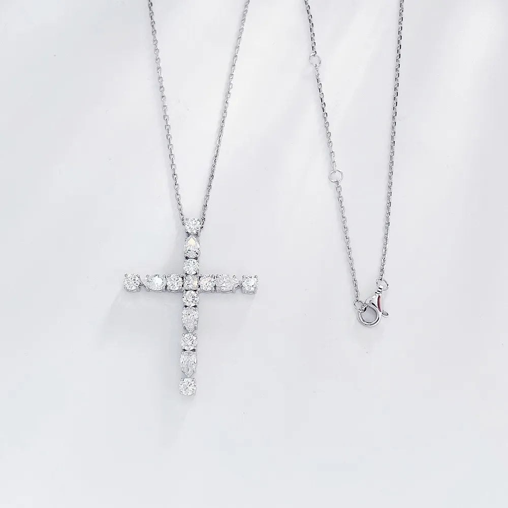 1.88 ctw Cross Round-Cut Lab-Grown Diamond Necklace in PT950 Platinum – APYN0038-PT