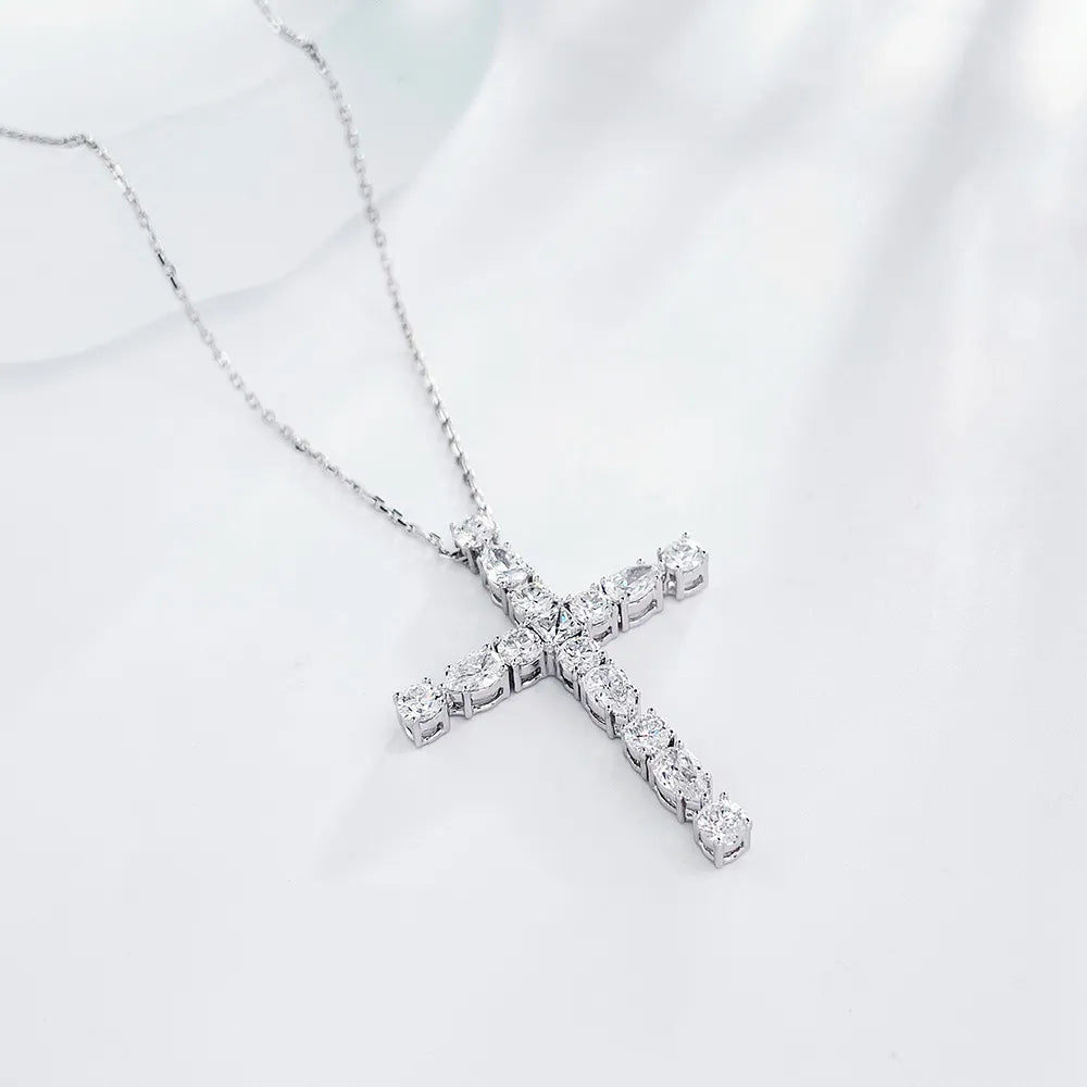 1.88 ctw Cross Round-Cut Lab-Grown Diamond Necklace in PT950 Platinum – APYN0038-PT