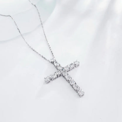 1.88 ctw Cross Round-Cut Lab-Grown Diamond Necklace in PT950 Platinum – APYN0038-PT