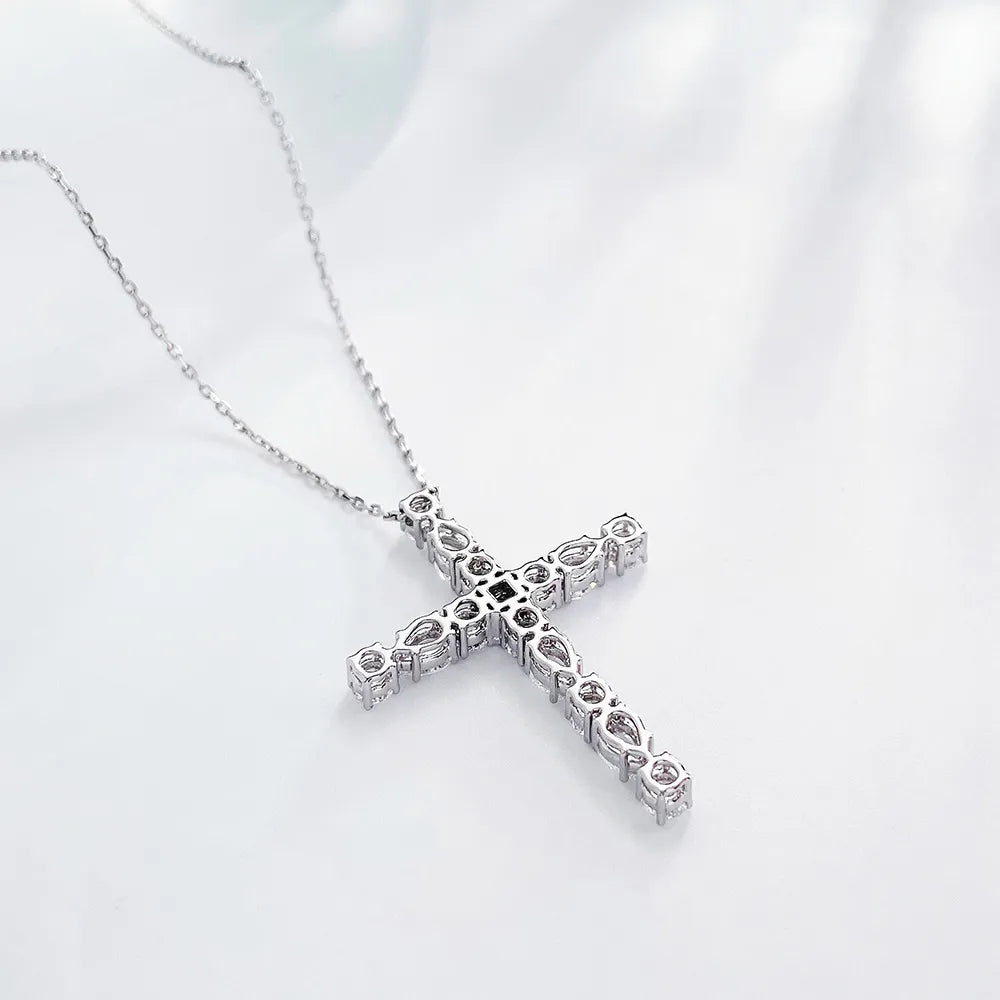 1.88 ctw Cross Round-Cut Lab-Grown Diamond Necklace in PT950 Platinum – APYN0038-PT