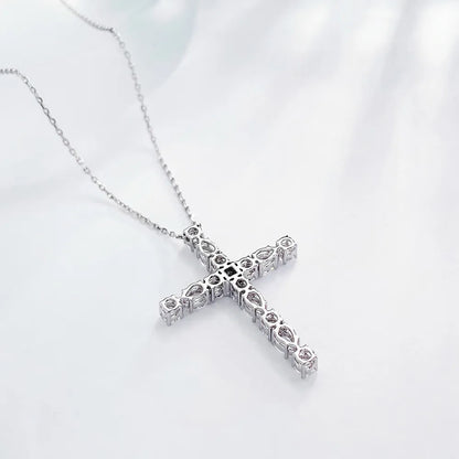 1.88 ctw Cross Round-Cut Lab-Grown Diamond Necklace in PT950 Platinum – APYN0038-PT