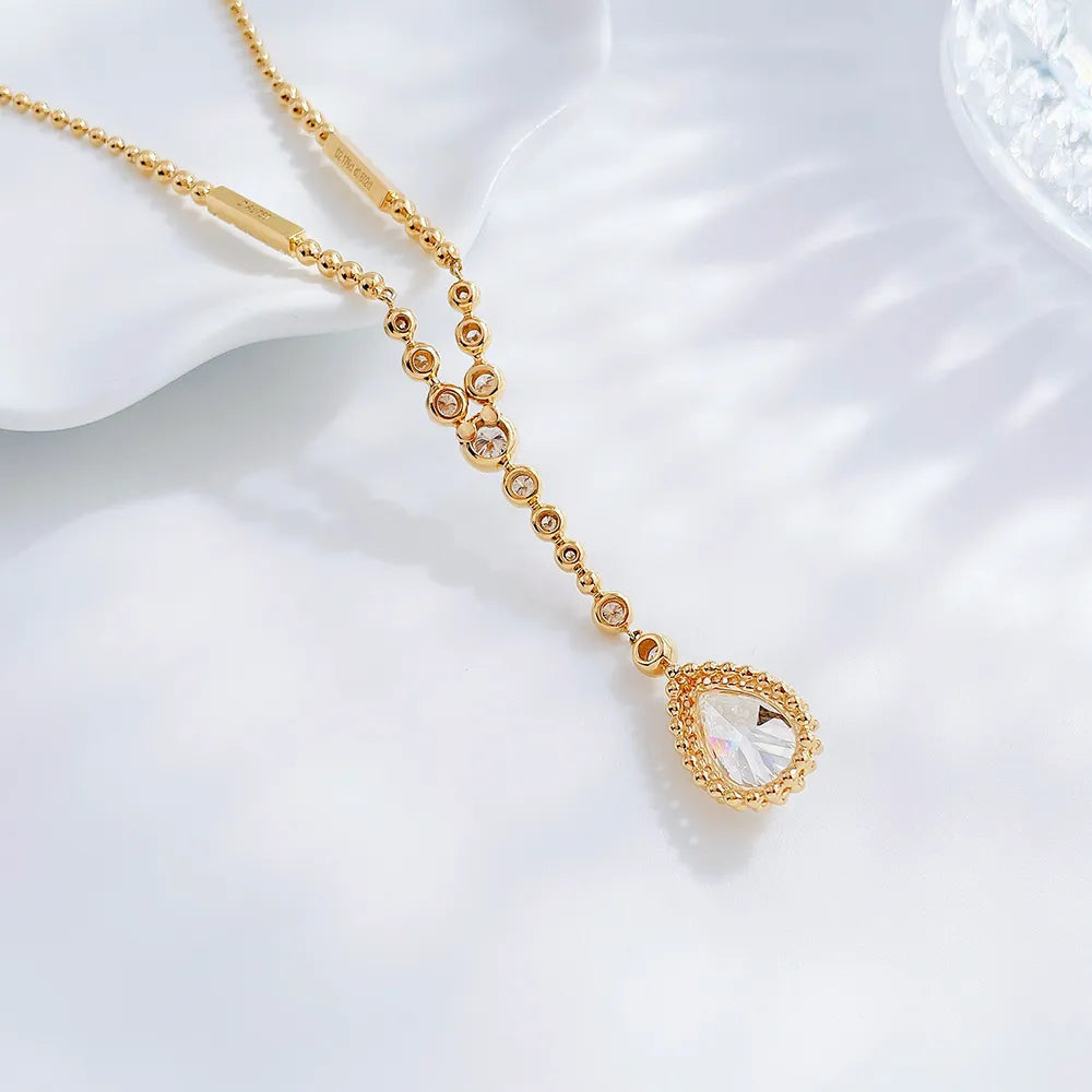 1.01 ct Minimalist Adjustable Pear-Cut Lab-Grown Diamond Necklace in 18K Yellow Gold – APYN0039-Y