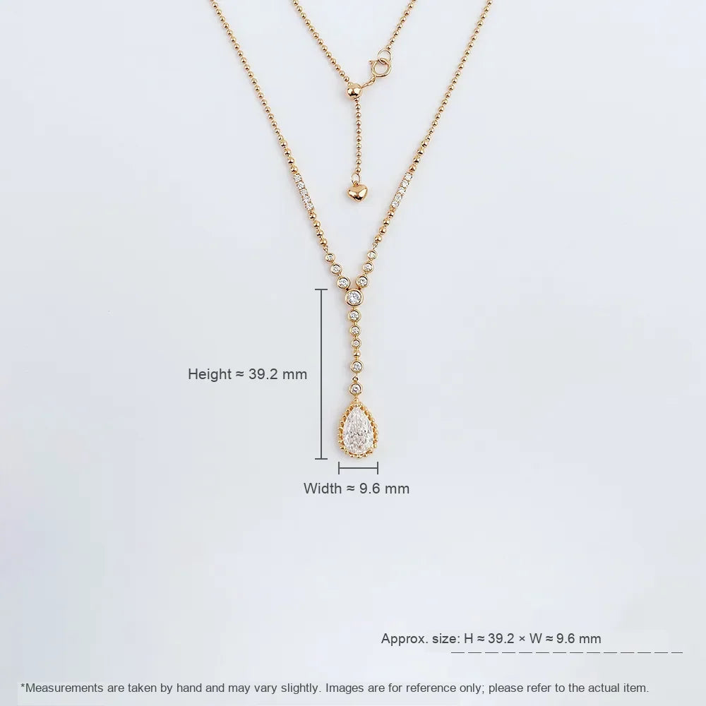 1.01 ct Minimalist Adjustable Pear-Cut Lab-Grown Diamond Necklace in 18K Yellow Gold – APYN0039-Y