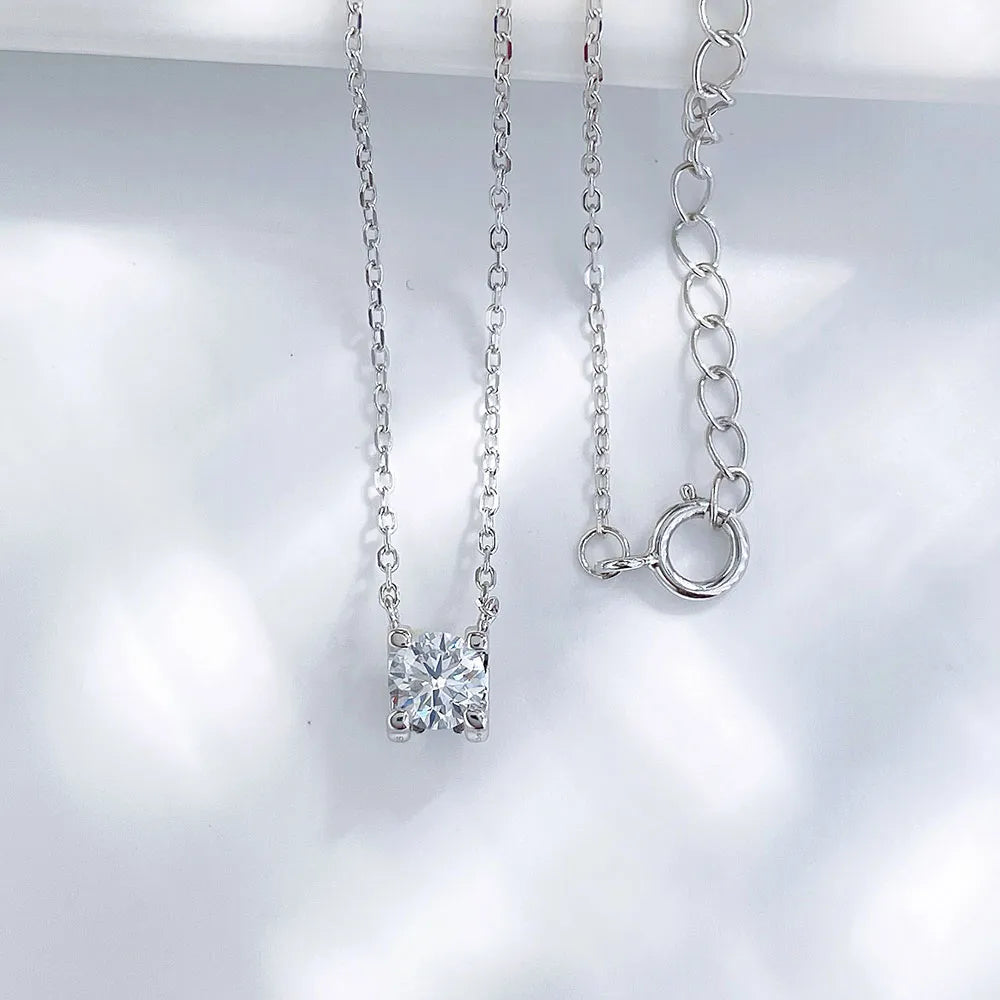 0.55 ct Minimalist Four-Prong Princess-Cut Lab-Grown Diamond Necklace in 925 Sterling Silver