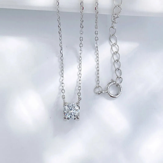 0.55 ct Minimalist Four-Prong Princess-Cut Lab-Grown Diamond Necklace in 925 Sterling Silver
