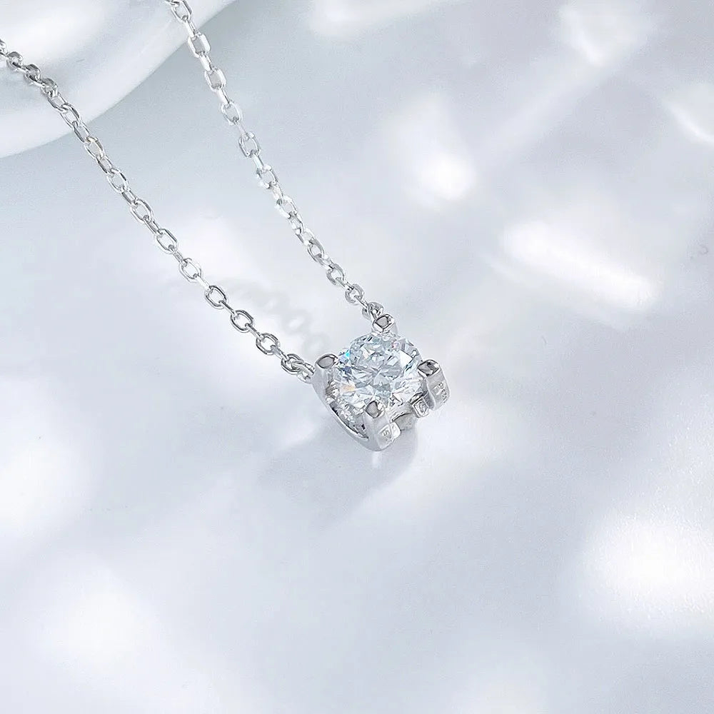 0.55 ct Minimalist Four-Prong Princess-Cut Lab-Grown Diamond Necklace in 925 Sterling Silver