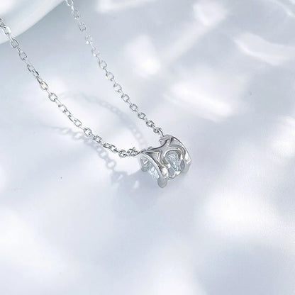 0.55 ct Minimalist Four-Prong Princess-Cut Lab-Grown Diamond Necklace in 925 Sterling Silver