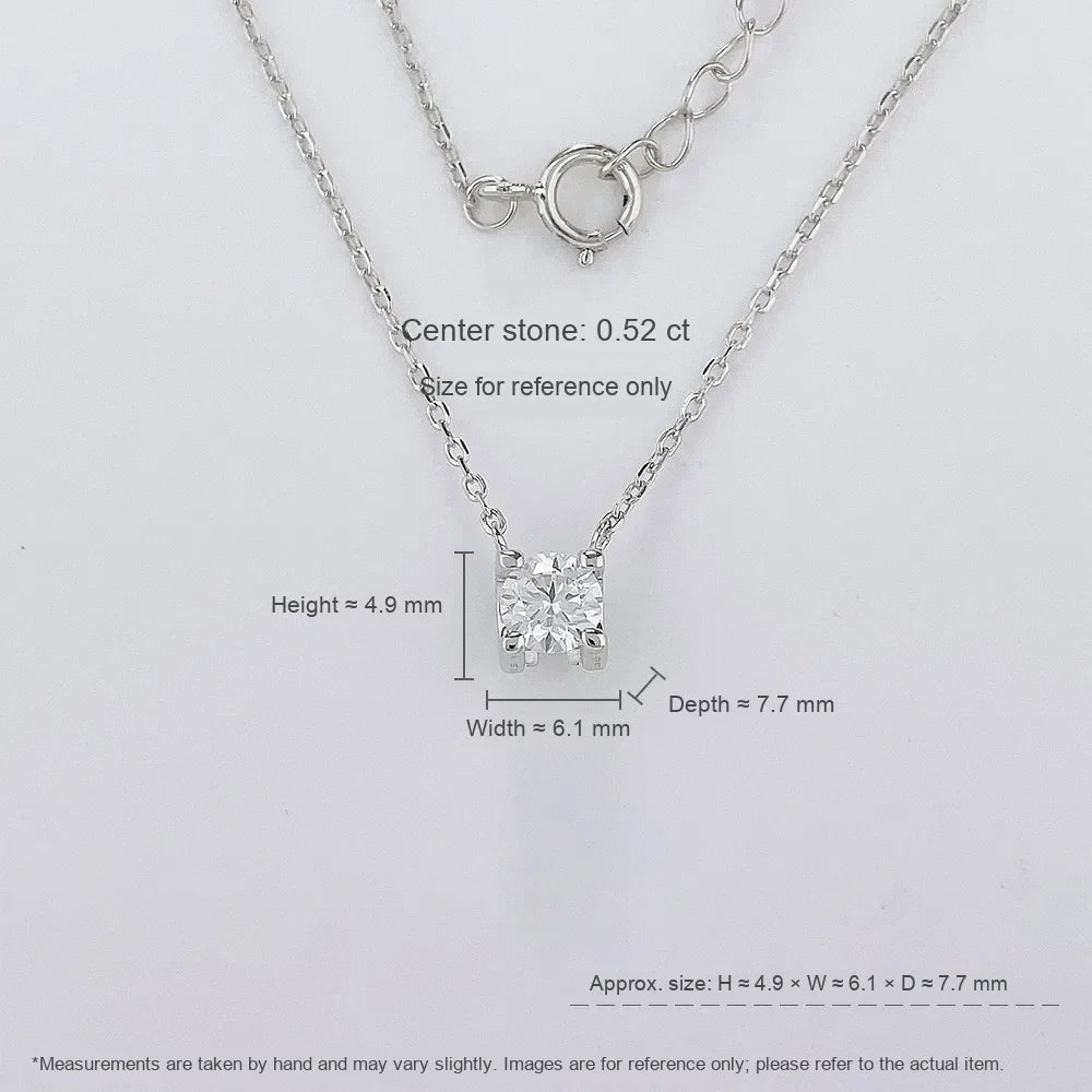 0.55 ct Minimalist Four-Prong Princess-Cut Lab-Grown Diamond Necklace in 925 Sterling Silver