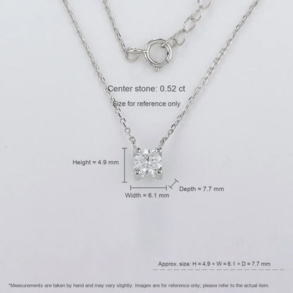 0.55 ct Minimalist Four-Prong Princess-Cut Lab-Grown Diamond Necklace in 925 Sterling Silver