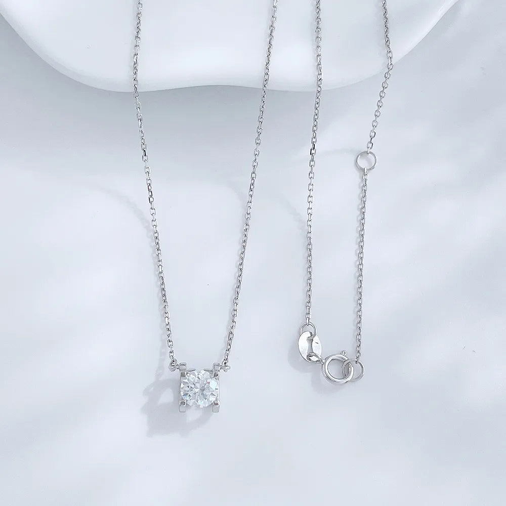 0.51 ct Four-Prong Princess-Cut Lab-Grown Diamond Necklace in 18K White Gold – APYN0040-W
