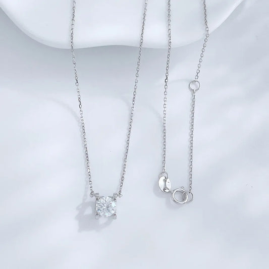 0.51 ct Four-Prong Princess-Cut Lab-Grown Diamond Necklace in 18K White Gold – APYN0040-W