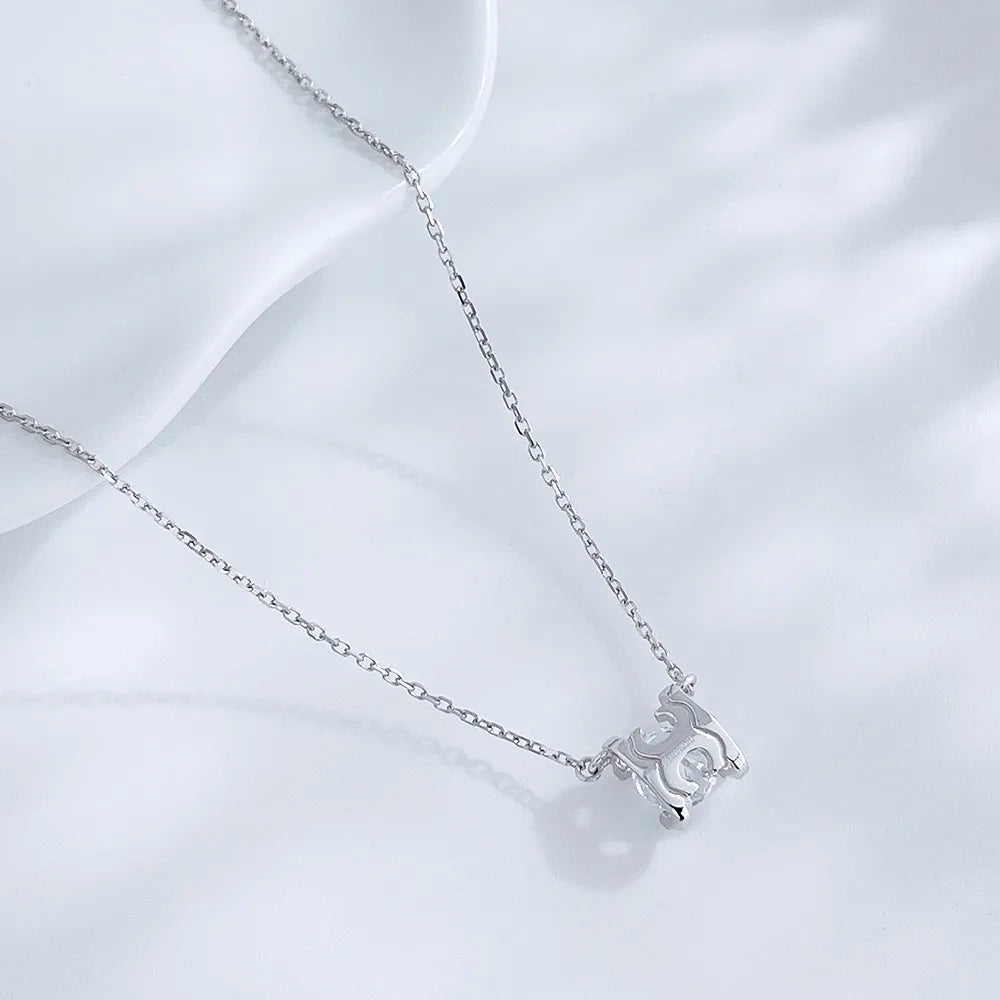 0.51 ct Four-Prong Princess-Cut Lab-Grown Diamond Necklace in 18K White Gold – APYN0040-W
