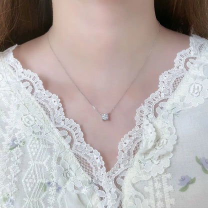 0.51 ct Four-Prong Princess-Cut Lab-Grown Diamond Necklace in 18K White Gold – APYN0040-W