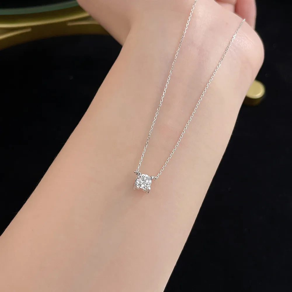 0.51 ct Four-Prong Princess-Cut Lab-Grown Diamond Necklace in 18K White Gold – APYN0040-W