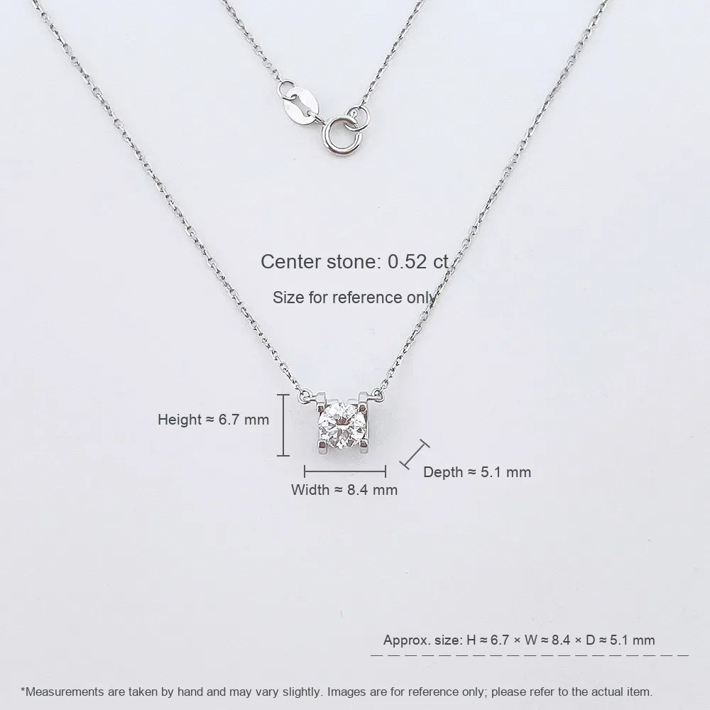 0.51 ct Four-Prong Princess-Cut Lab-Grown Diamond Necklace in 18K White Gold – APYN0040-W