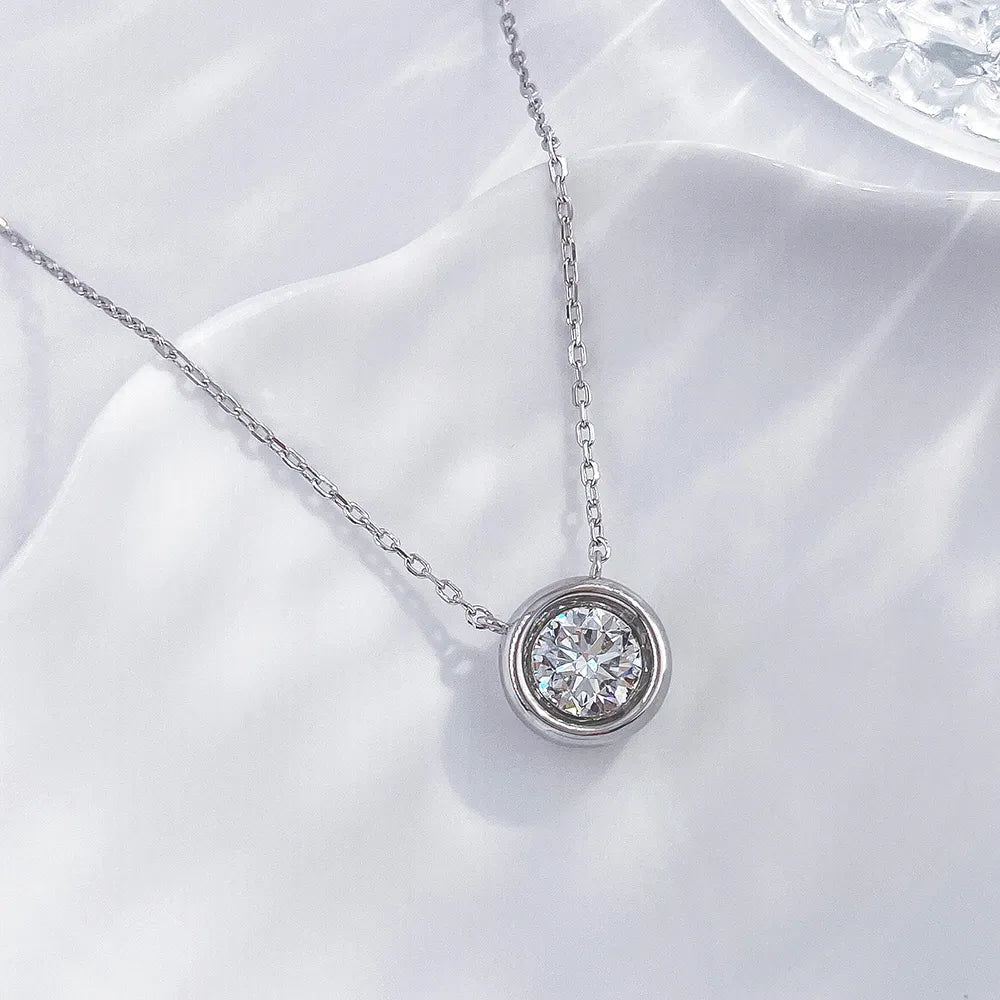 1.04 ct Minimalist Round-Cut Lab-Grown Diamond Necklace in 925 Sterling Silver – APYN0041-S