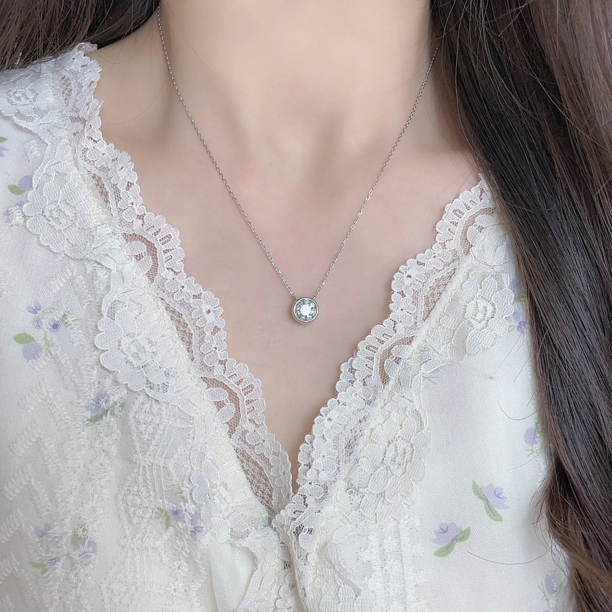 1.04 ct Minimalist Round-Cut Lab-Grown Diamond Necklace in 925 Sterling Silver – APYN0041-S