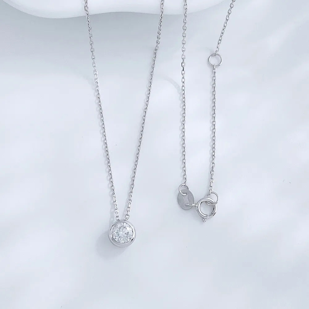 0.31 ct Minimalist Round-Cut Lab-Grown Diamond Necklace in 18K White Gold