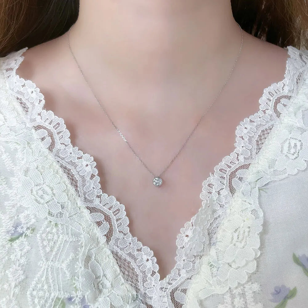 0.31 ct Minimalist Round-Cut Lab-Grown Diamond Necklace in 18K White Gold