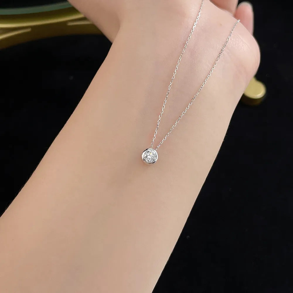 0.31 ct Minimalist Round-Cut Lab-Grown Diamond Necklace in 18K White Gold