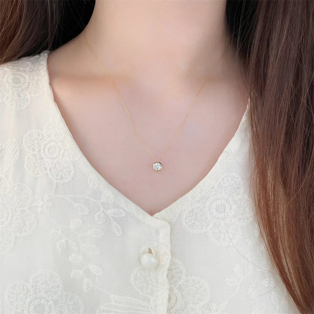 0.51 ct Minimalist Adjustable Round-Cut Lab-Grown Diamond Necklace in 18K Yellow Gold – APYN0041-Y