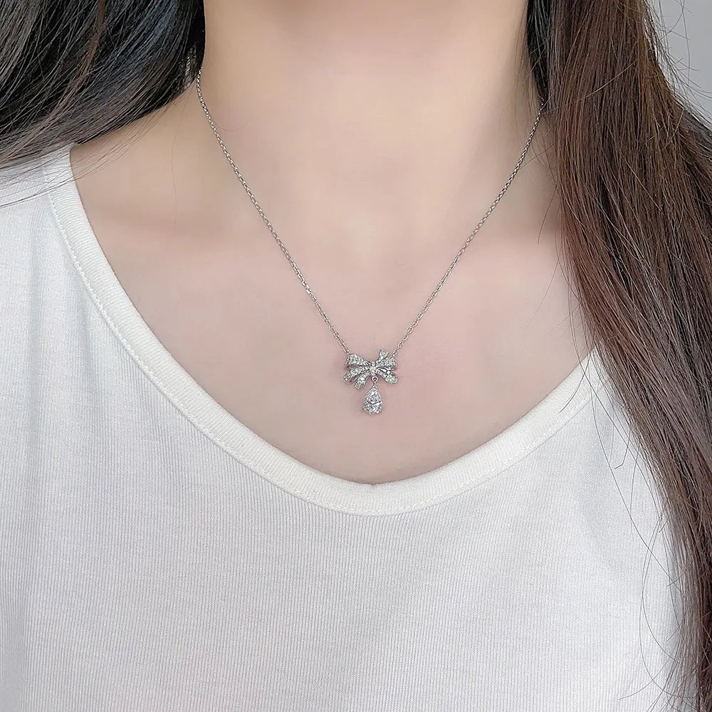 1.01 ct Butterfly Adjustable Pear-Cut Lab-Grown Diamond Pendant Necklace in PT950 Platinum
