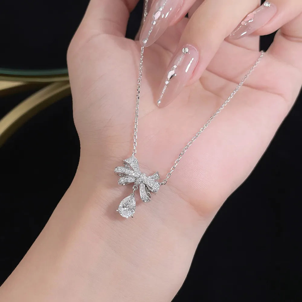 1.01 ct Butterfly Adjustable Pear-Cut Lab-Grown Diamond Pendant Necklace in PT950 Platinum