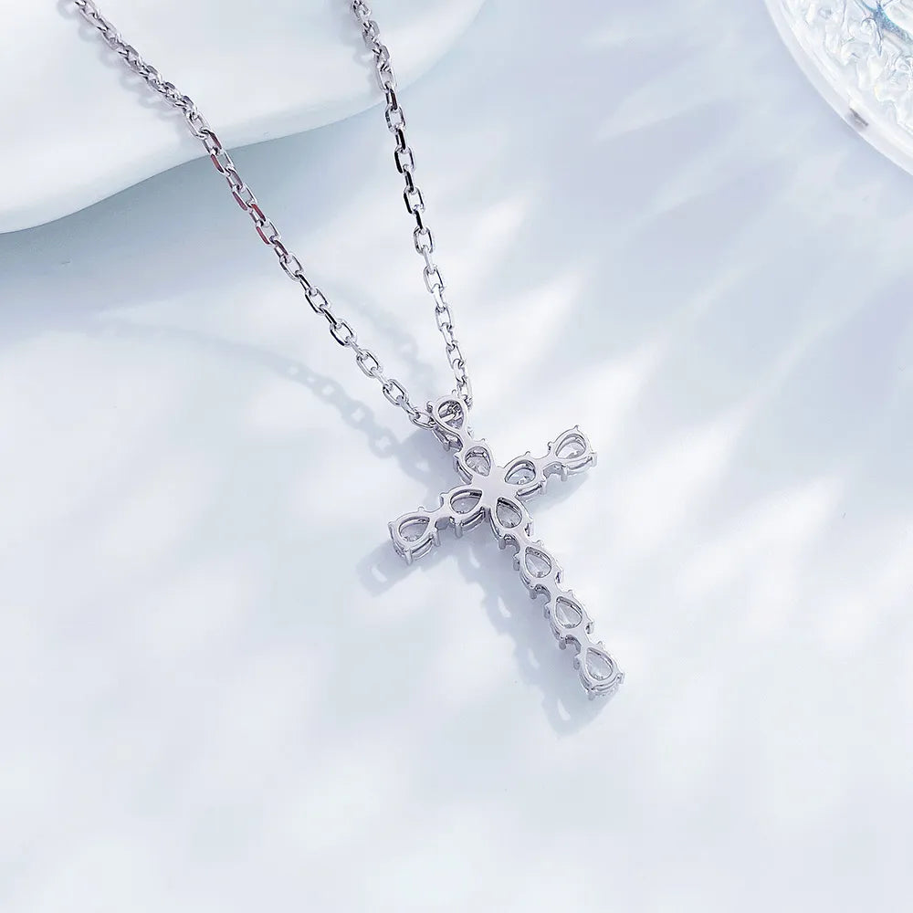1.33 ctw Cross Round-Cut Lab-Grown Diamond Necklace in PT950 Platinum – APYN0044-PT