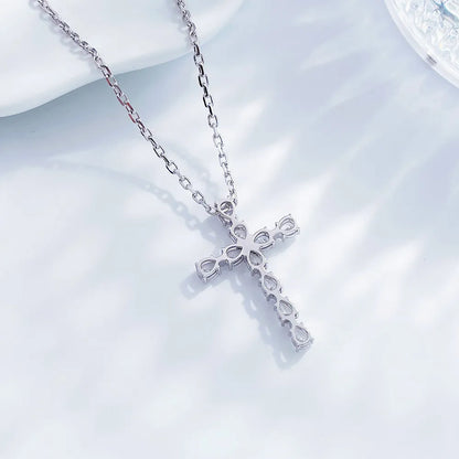 1.33 ctw Cross Round-Cut Lab-Grown Diamond Necklace in PT950 Platinum – APYN0044-PT