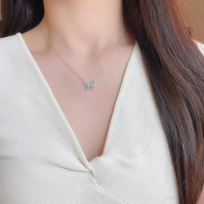 0.34 ctw Butterfly Adjustable Mixed-Cut Lab-Grown Diamond Necklace in 18K White Gold – APYN0046-W