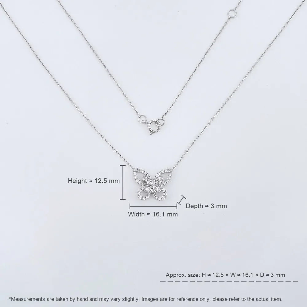 0.34 ctw Butterfly Adjustable Mixed-Cut Lab-Grown Diamond Necklace in 18K White Gold – APYN0046-W