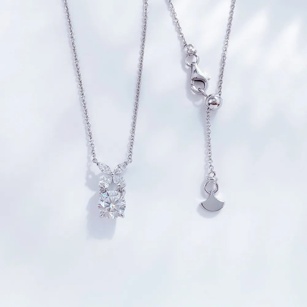 1 ct Butterfly Adjustable Round-Cut Lab-Grown Diamond Necklace in PT950 Platinum