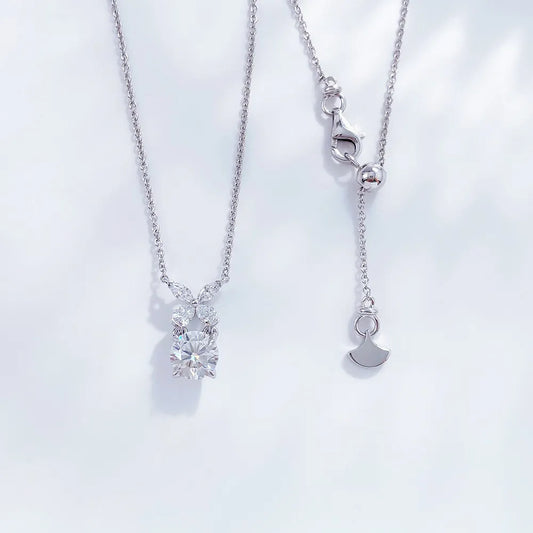 1 ct Butterfly Adjustable Round-Cut Lab-Grown Diamond Necklace in PT950 Platinum