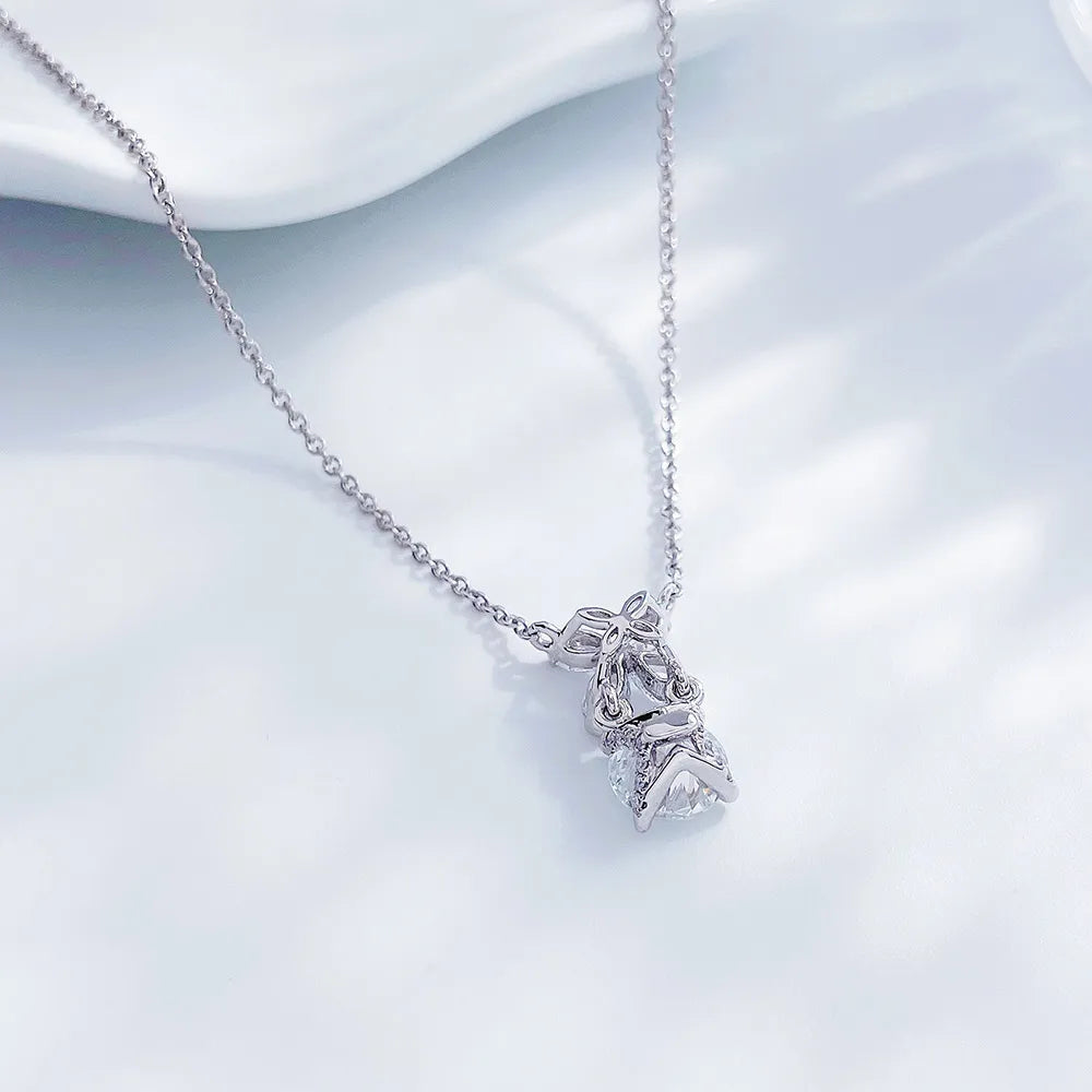 1 ct Butterfly Adjustable Round-Cut Lab-Grown Diamond Necklace in PT950 Platinum