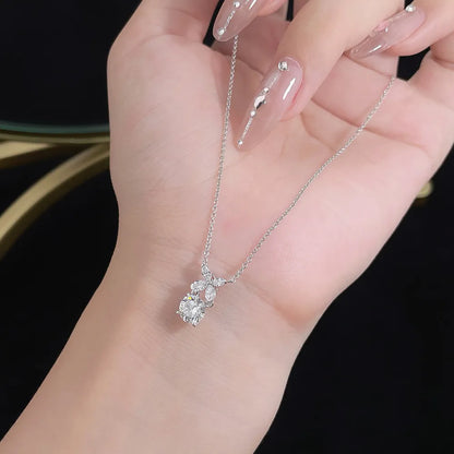 1 ct Butterfly Adjustable Round-Cut Lab-Grown Diamond Necklace in PT950 Platinum